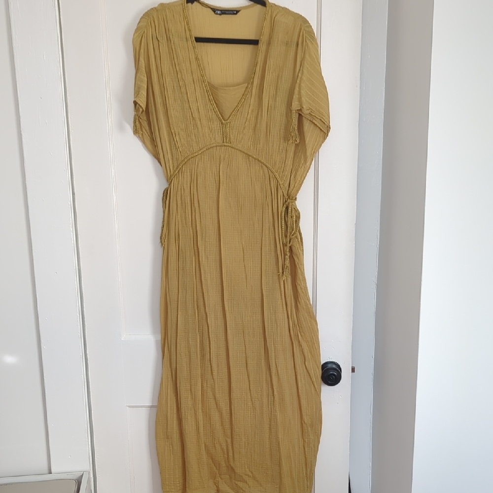Women's Zara Mustard Maxi Dress Size XS